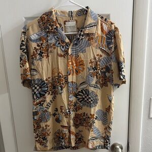 Denim & Flower Tan and Blue Floral Men's Shirt